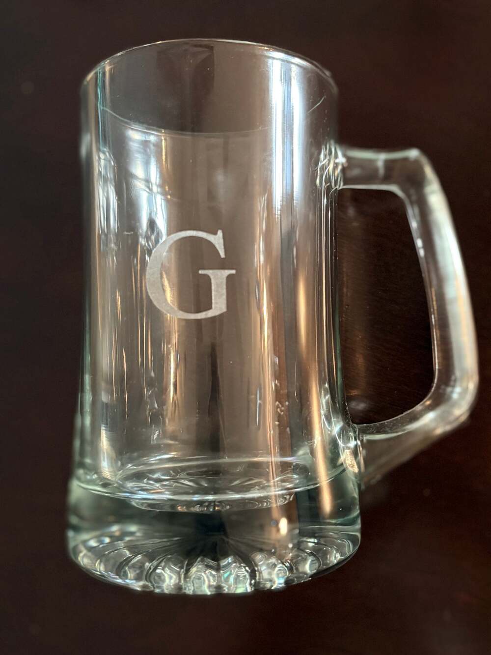 Beer Mugs Tankards "G" Monogram Set of 4 Clear Glass Host Gift Academia Mancave